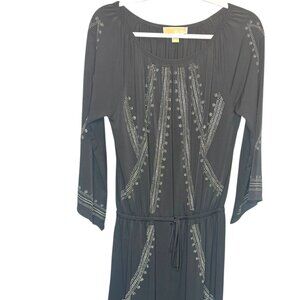 Michael Kors Black Embellished Blouson Tunic Dress Size Medium